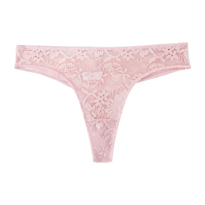 pink stretch lace thong