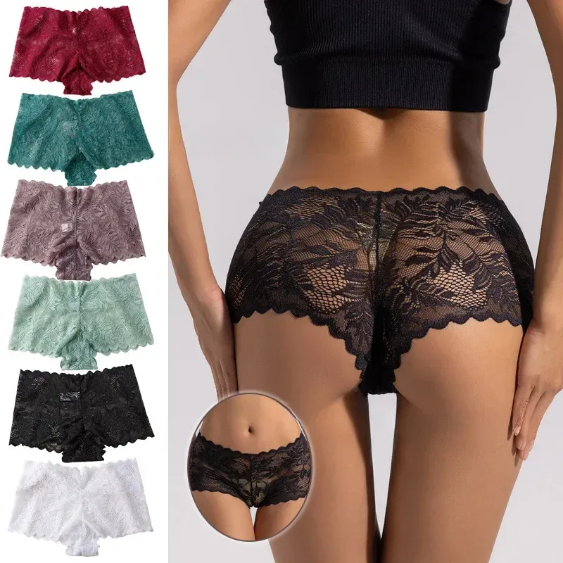 full back coverage of black lace boyshort panties
