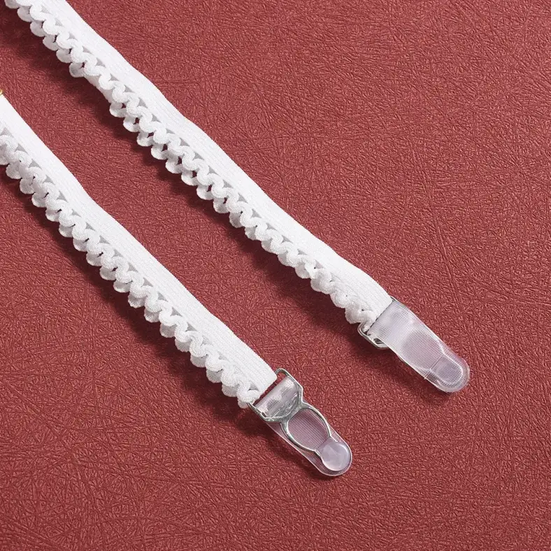 clear stocking clip on a suspender strap