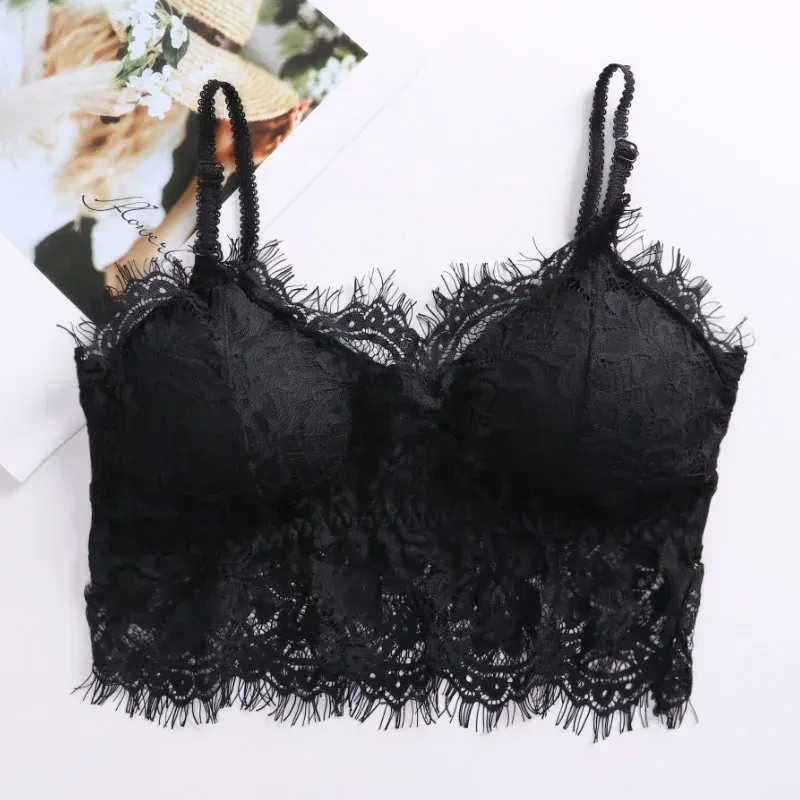 deep floral lace band of the longline bralette