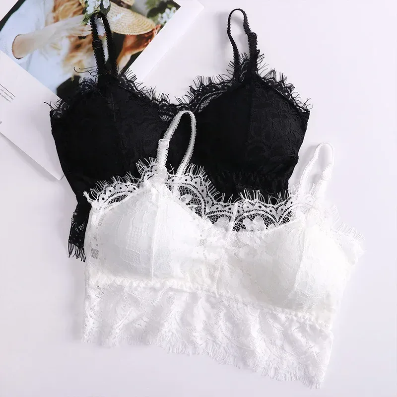eyelash lace bralette in black and white