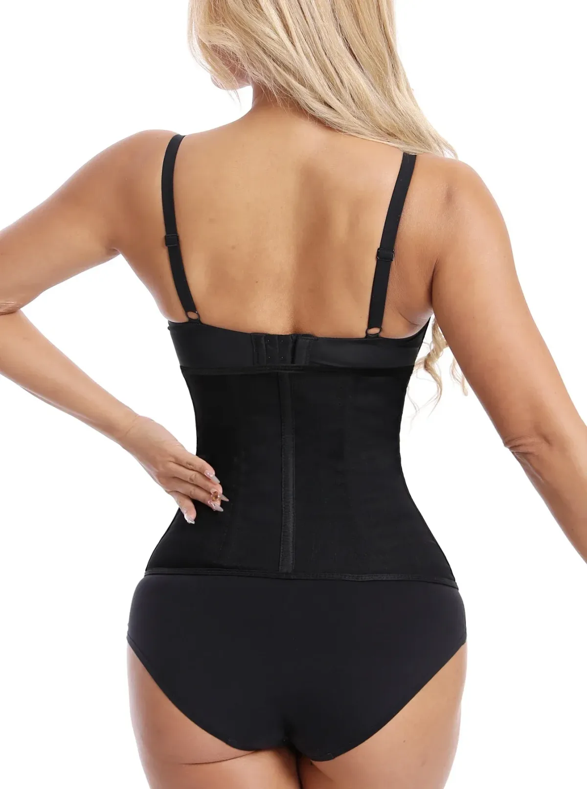 Back view of the black waist cincher