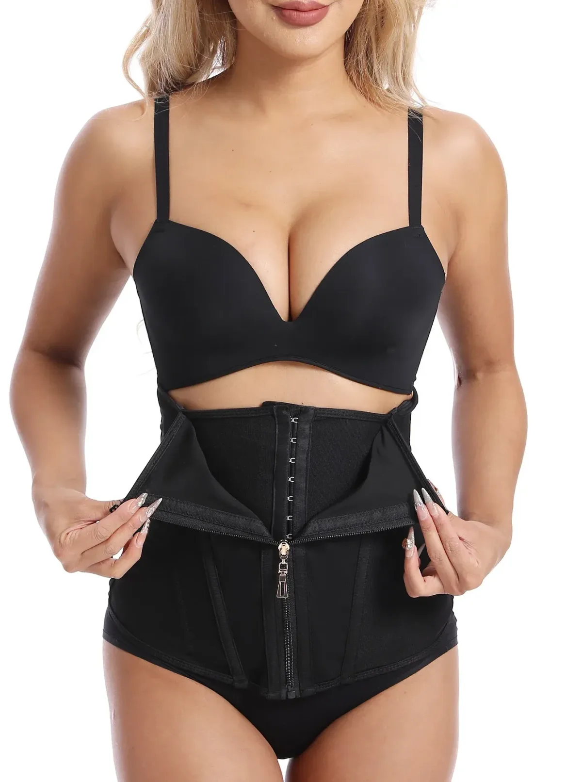 Fastening the inner hook rows of the waist cincher