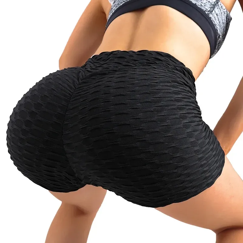 Centre back scrunch of the honeycomb shorts