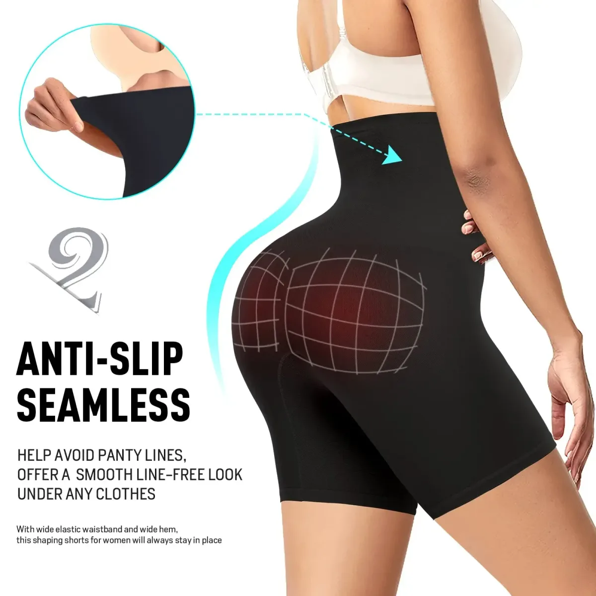 Anti-slip seamless waistband and hem of the shaping shorts