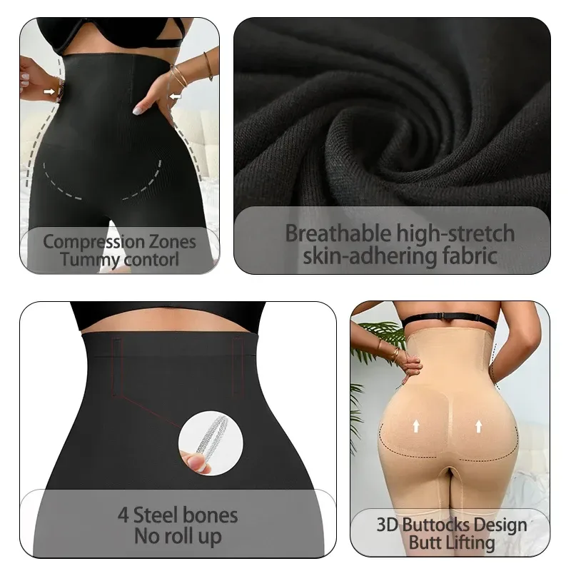 Tummy control zones, soft fabric, steel bones and rear shaping of the shorts