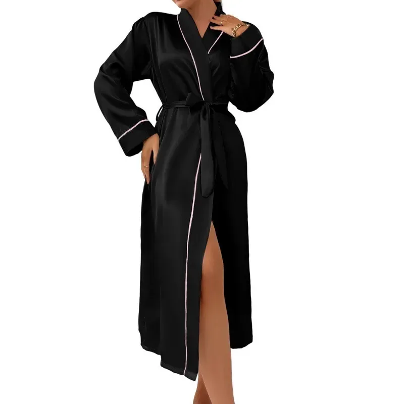 satin robe falling below the knee