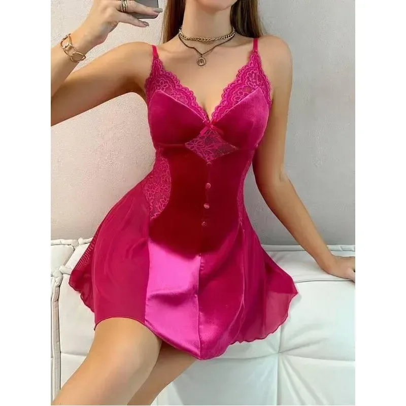 satin front panel on the velvet babydoll skirt