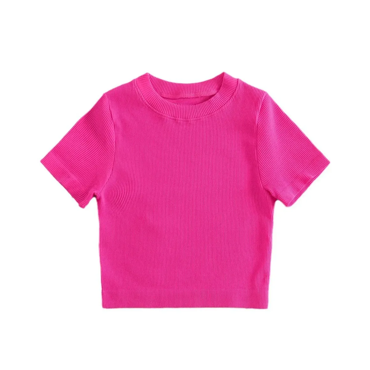 fine rib knit texture of the crop tee